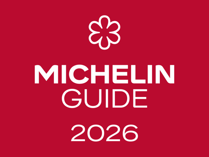 Michelin Guide 2026 logo with red background and white text